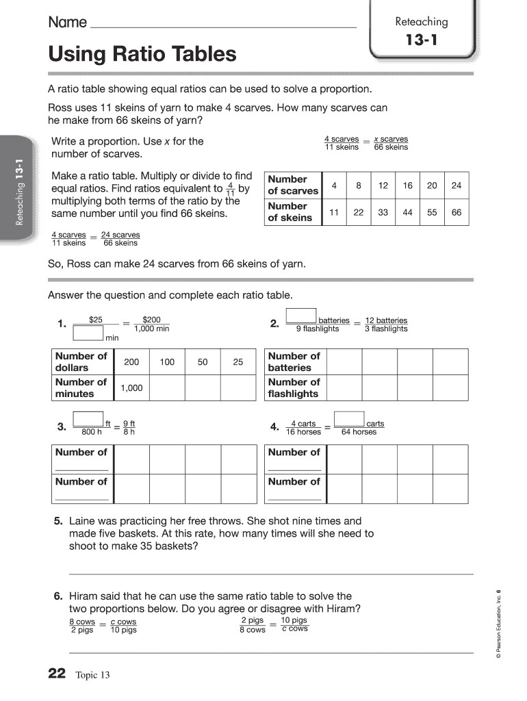 13 1 Using Ratio Tables  Form