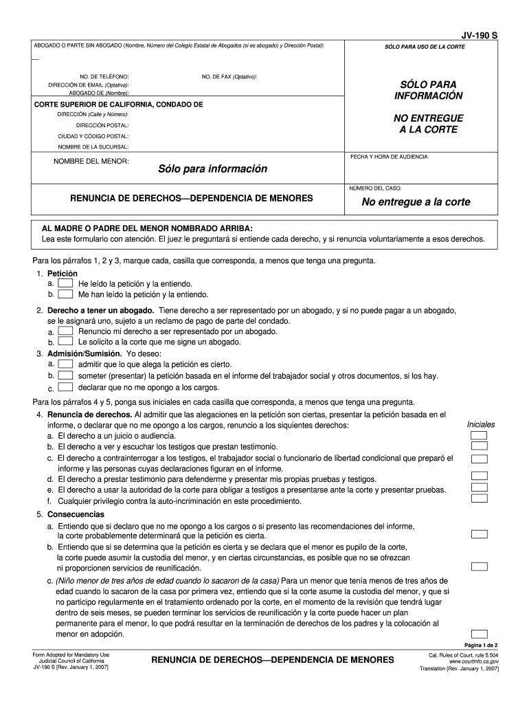 En Espa Ol California Courts Courts Ca  Form