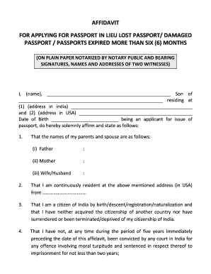 How to Write Affidavit for Lost Passport  Form