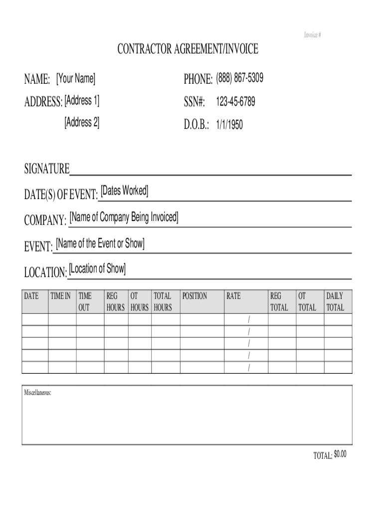 pdfFiller Invoice Template  Form