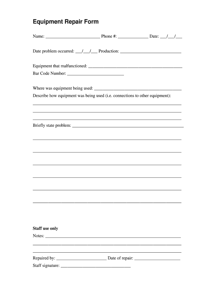 Equipment Repair Form