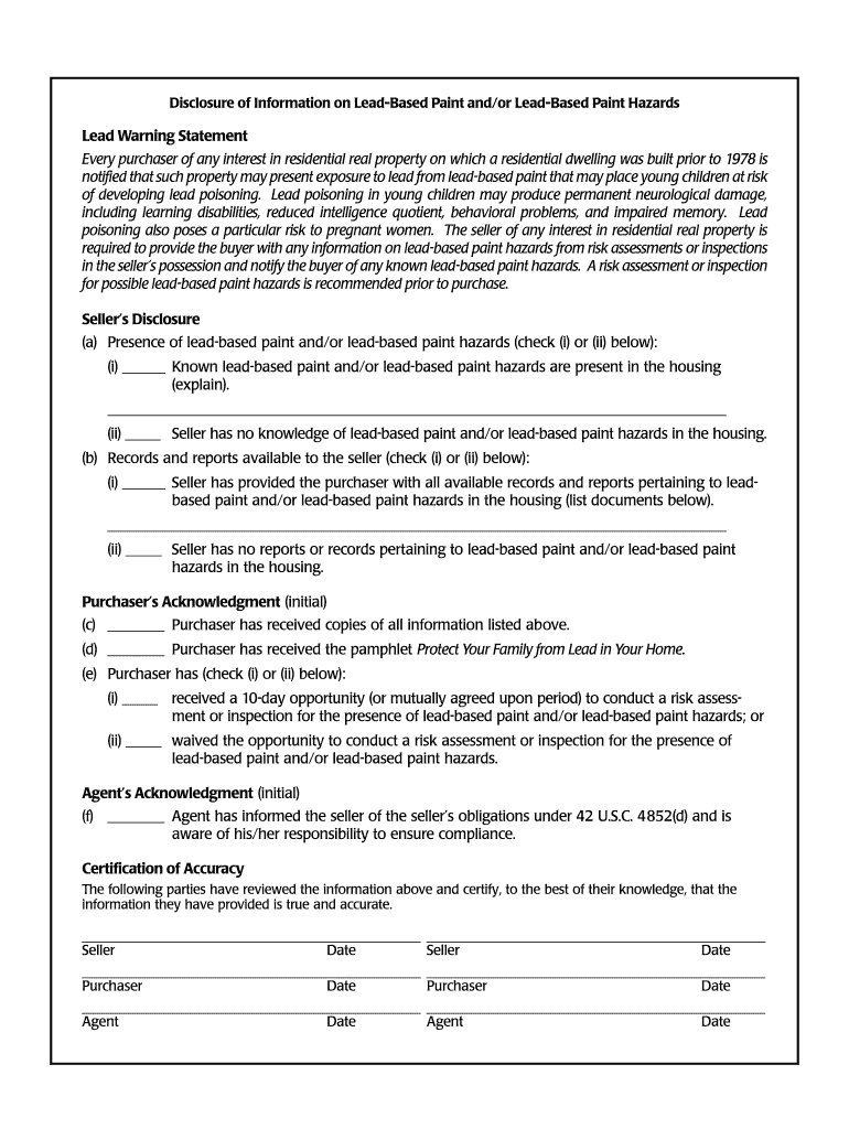 Nys Lead Paint Disclosure  Form