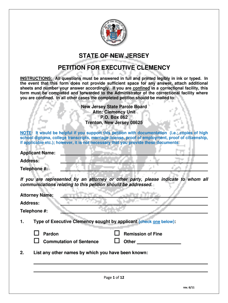 New Jersey Petition  Form