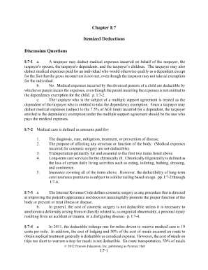 Chapter 7 Itemized Deductions Discussion Questions Form