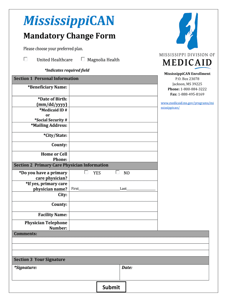 Mississippican Enrollment  Form