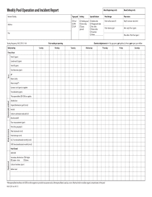 Weekly Pool and Spa Operation Report Odh Ohio  Form