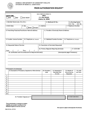 Georgia Medicaid Prior Authorization Form