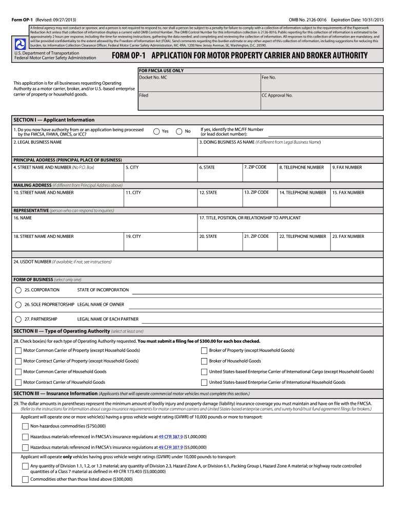 Fmcsa Forms Fill Out and Sign Printable PDF Template signNow