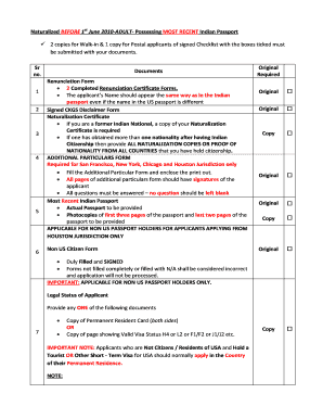 Naturalized BEFORE 1st June ADULT Possessing MOST RECENT Indian Passport  Form