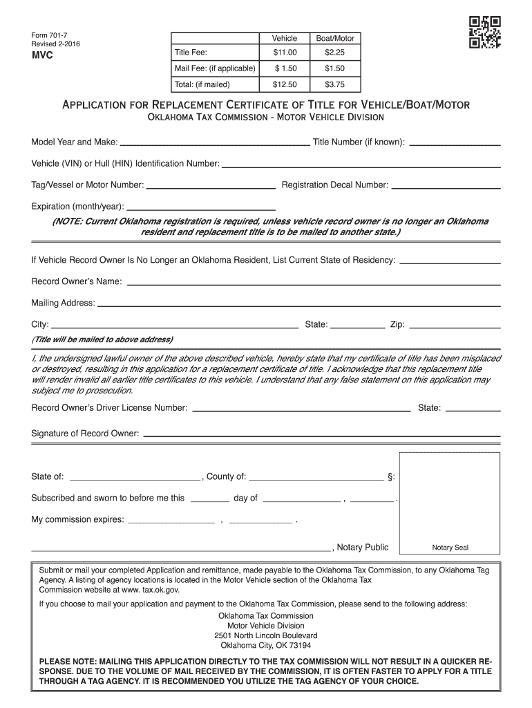  Form 701 7 Ok 2016