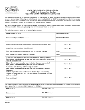  Affidavit of Common Law Marriage Kansas 2013-2024