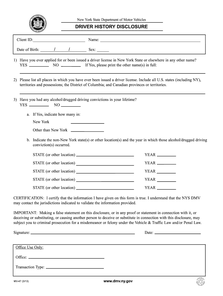  Mv47 Dmv Form 2013-2024