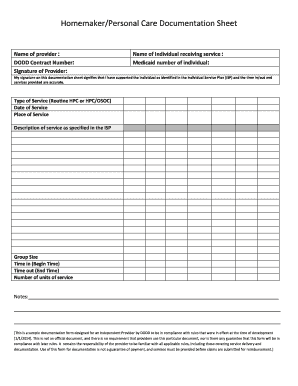 Dodd Provider Documentation  Form