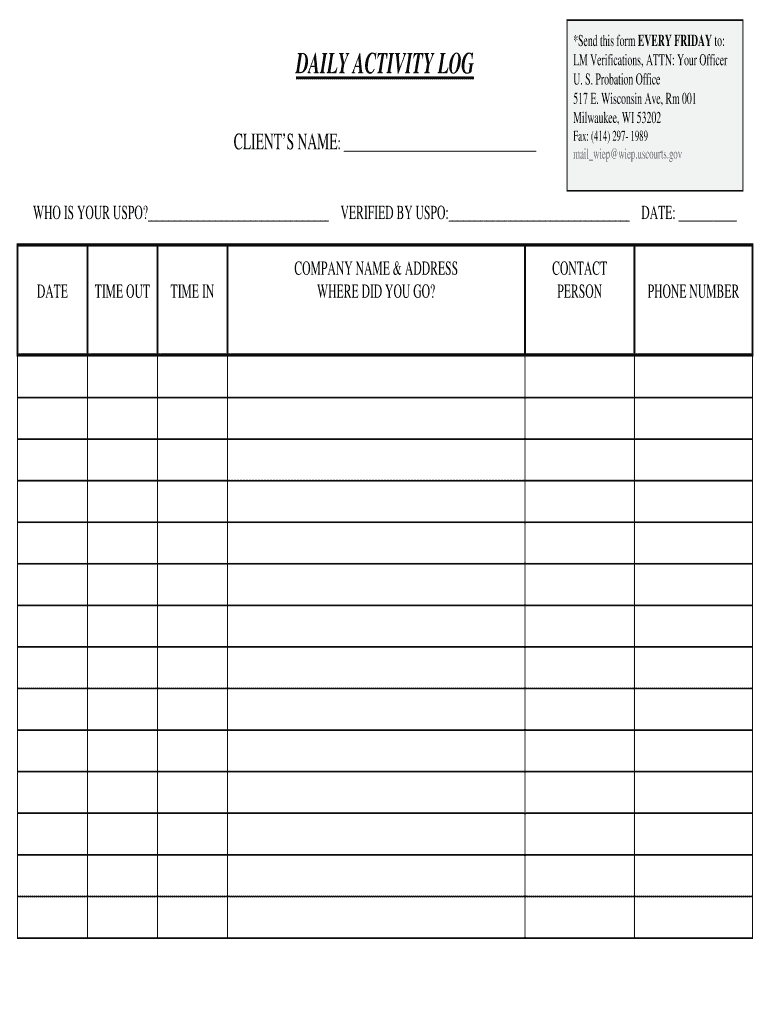 Printable Job Search Log Sheet  Form