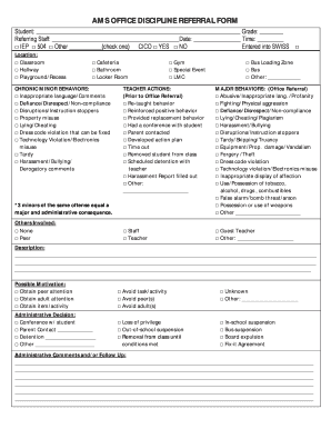 Office Discipline Referral Form