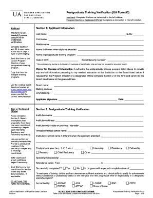 Ua Form 3 Postgraduate Traning Verifciation Form