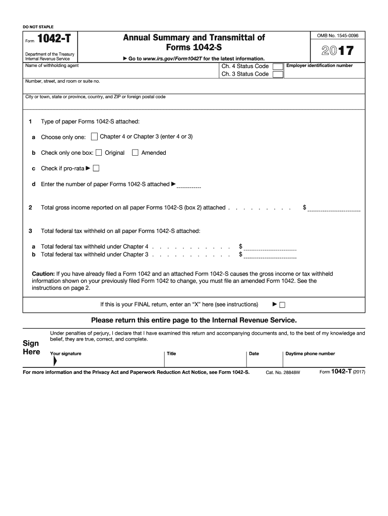  Form 1042 T Annual Summary and Transmittal of Forms 1042 S 2015