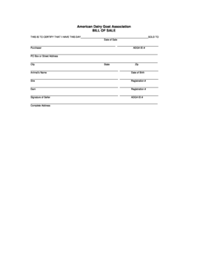 Adga Bill of Sale  Form