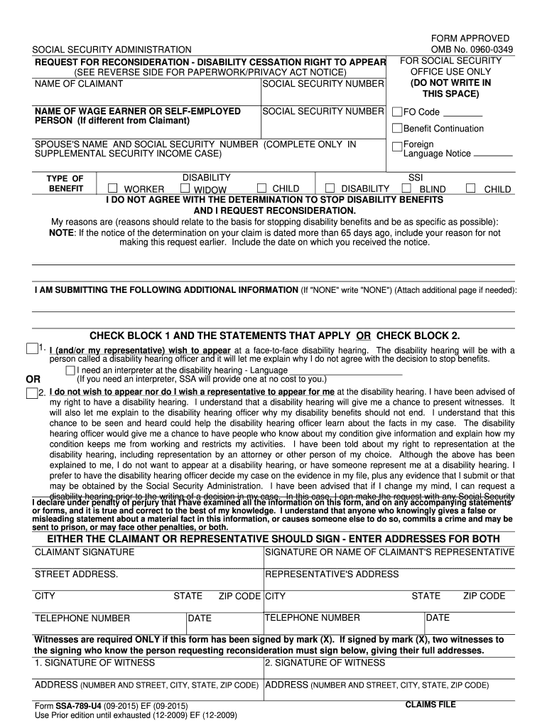  Ssa 789 U4 Form 2015