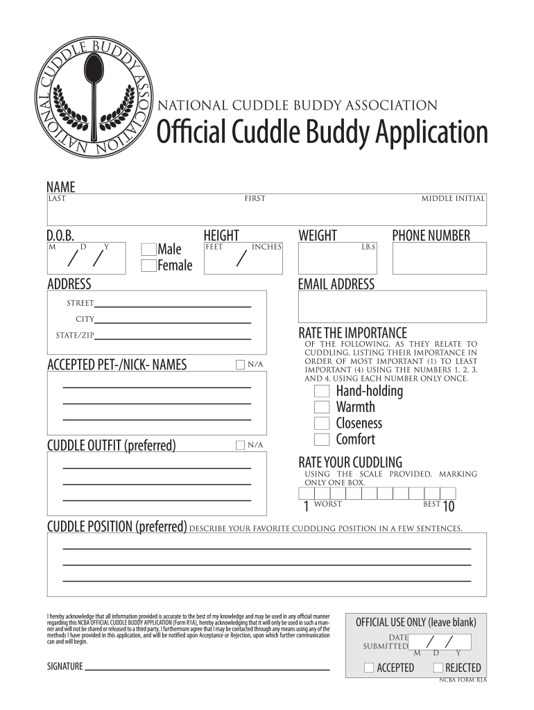 Cuddling Applications  Form