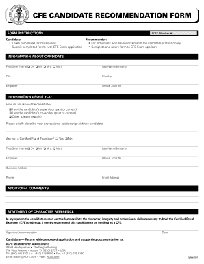 Cfe Recommendation Form