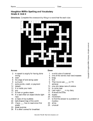 Houghton Mifflin Spelling and Vocabulary Grade 4 PDF  Form