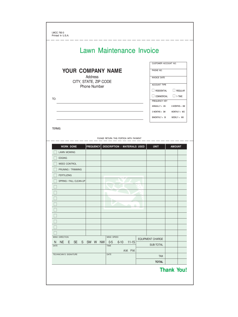 Lawn Care Invoice Template  Form