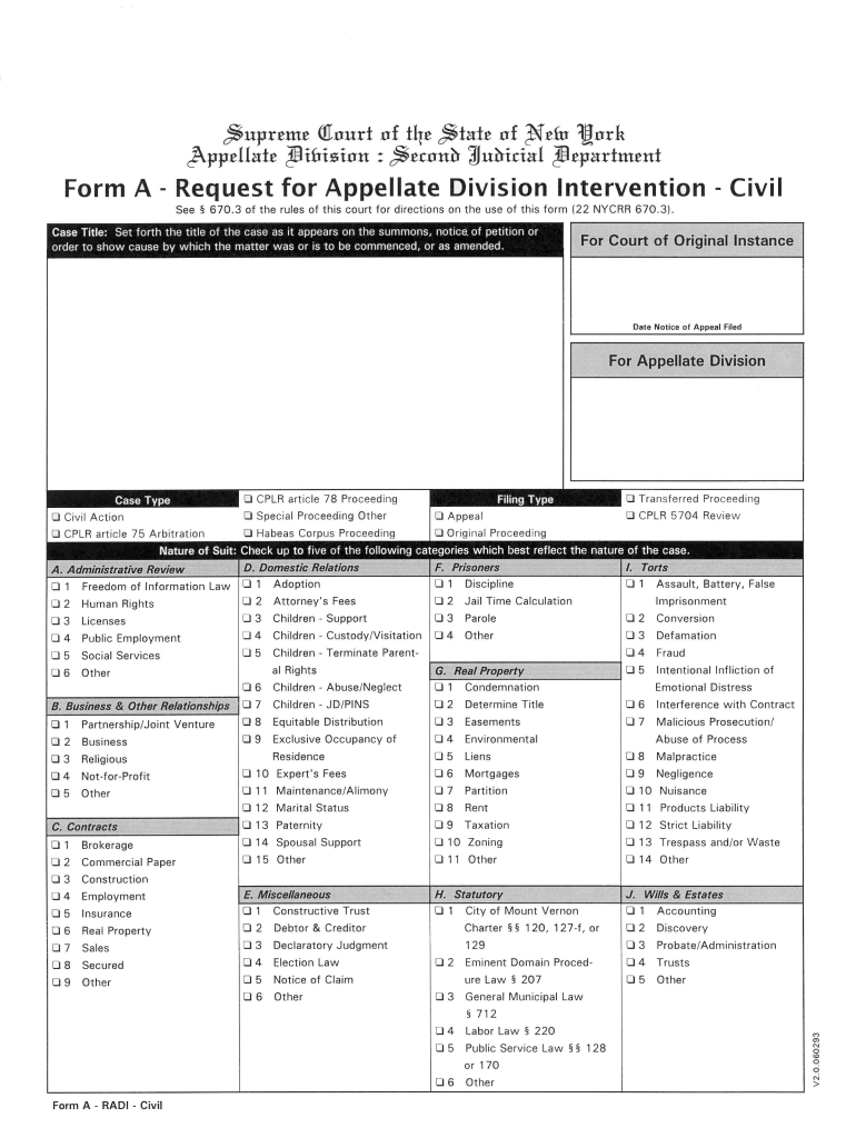 Request Appellate Division  Form