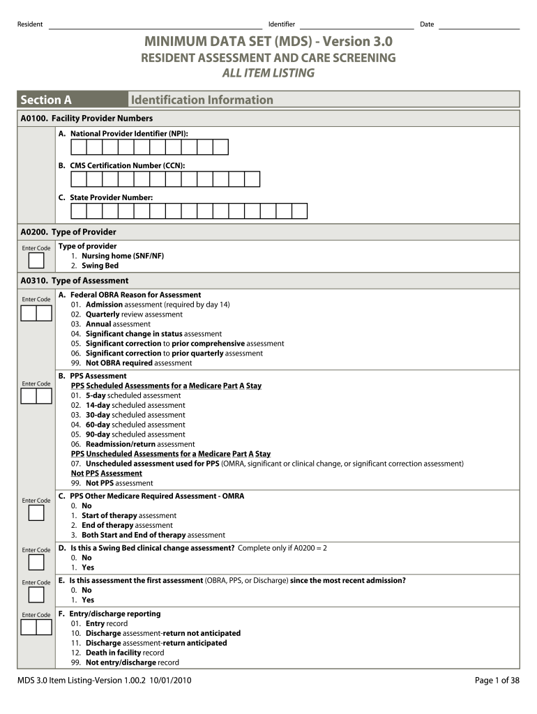Blank Mds 3 0 Form