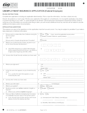 Unemployment Insurance Application for Ex Servicemembers and Federal Employees De 1101iab  Form