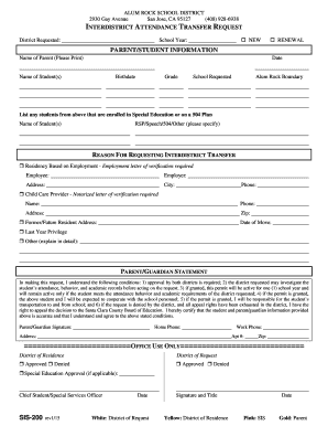 INTERDISTRICT ATTENDANCE TRANSFER REQUEST Arusd  Form