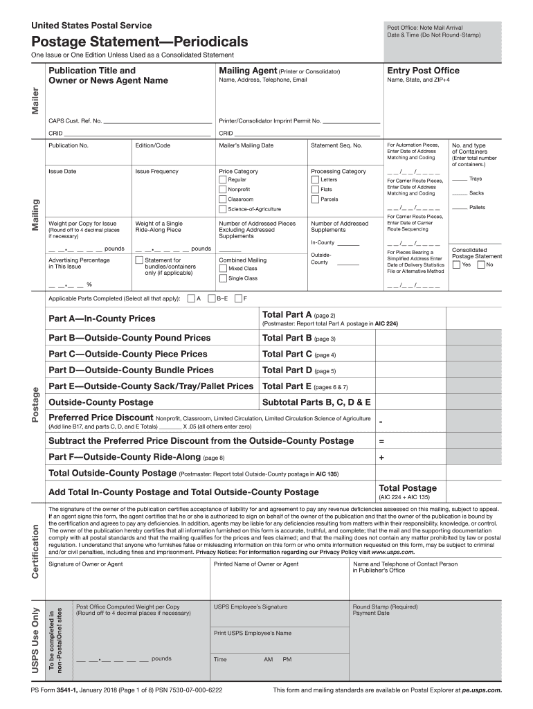  Edocs Postage Statement Form 3541 2021