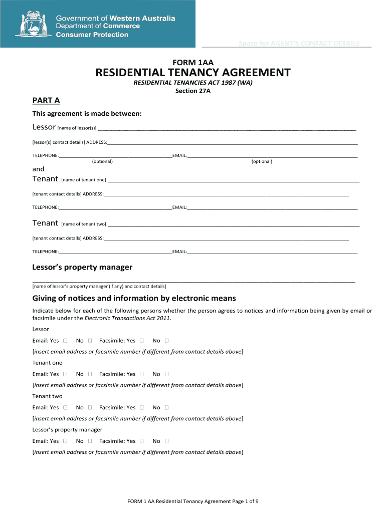  Form 1aa Residential Tenancy Agreement 2017