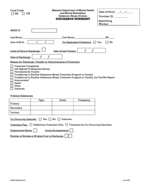 DischargeSumm0107 DOC Mh Alabama  Form