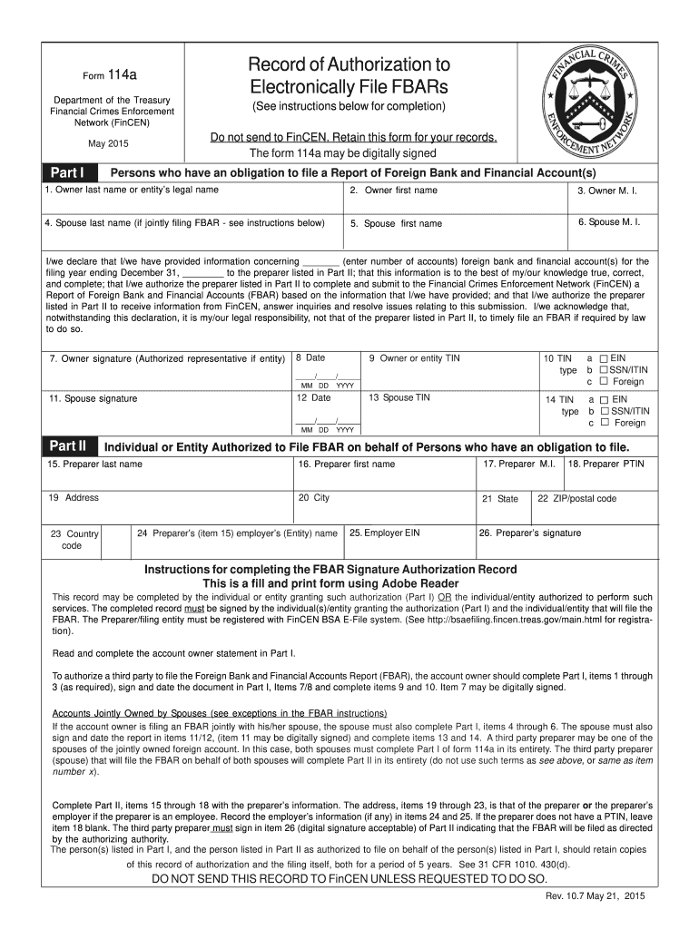 Fbar 20152024 Form Fill Out and Sign Printable PDF Template