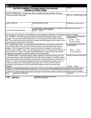 Plumbing Inspection Report PDF  Form