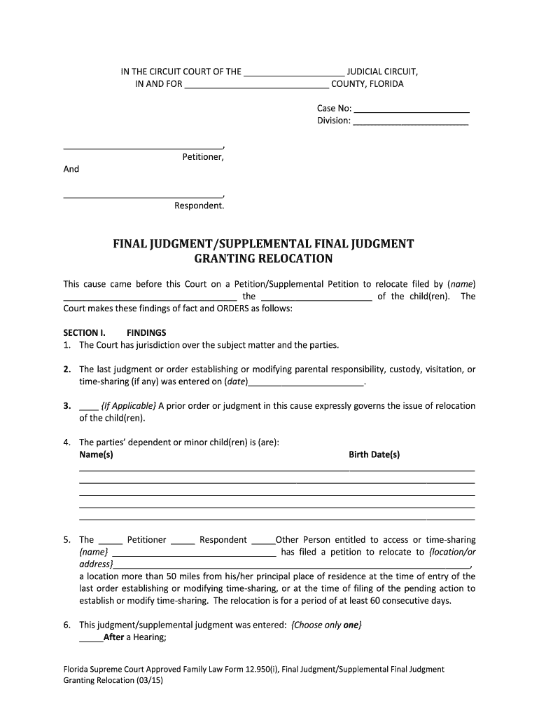 Judgment Supplemental  Form