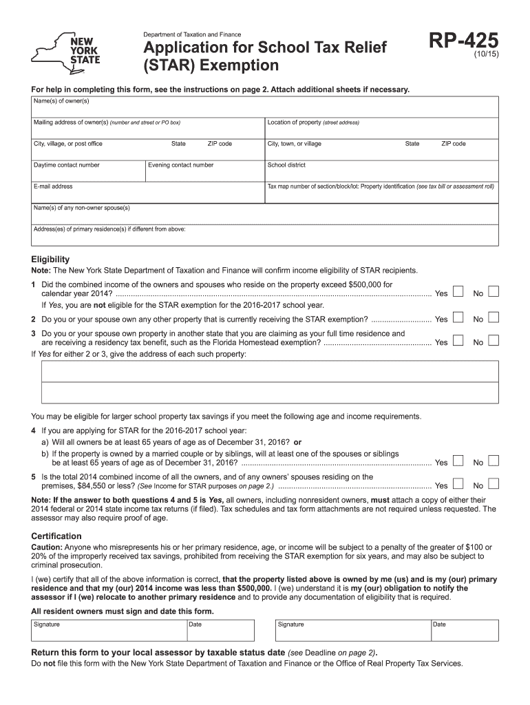 Star Exemption 20152024 Form Fill Out and Sign Printable PDF