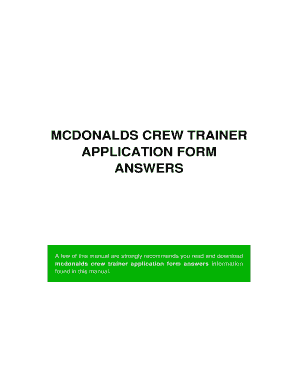 Mcdonalds Crew Trainer Application Answers  Form