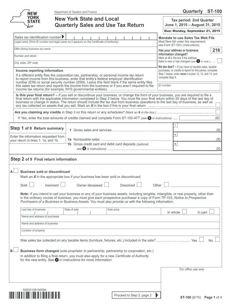  Tax Form St 100 2020