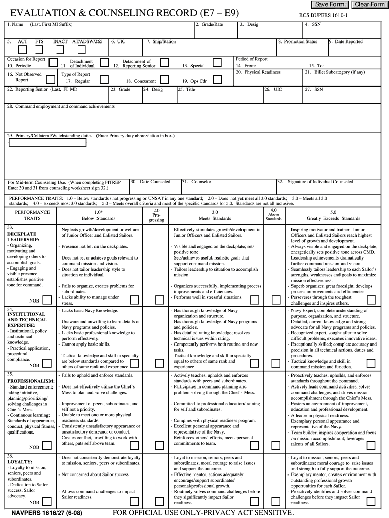  Navy Eval Form 2008