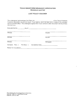 Twia Lost Policy Voucher  Form