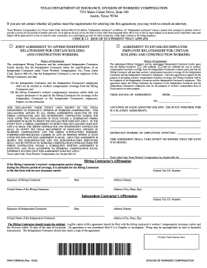 Texas Workers Compensation  Form