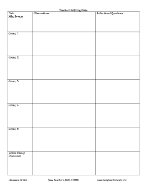 Observation Log Template  Form