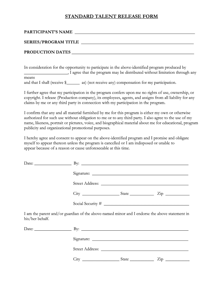 Talent Release Form