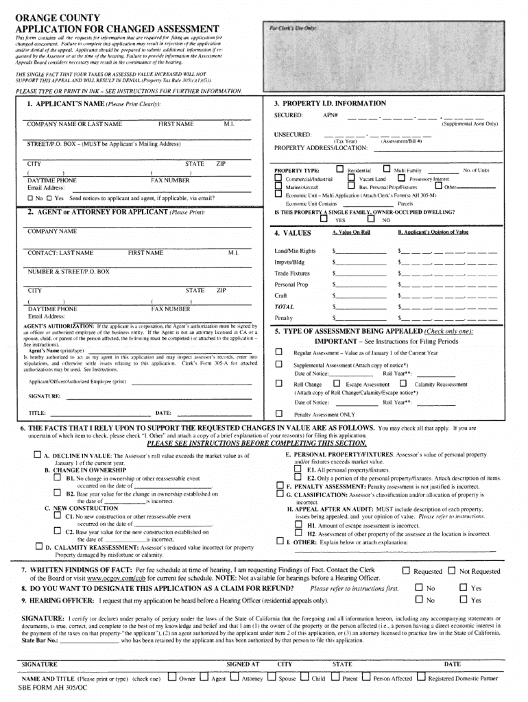  Boe 305 Ah Inyo Fillable 2012-2024