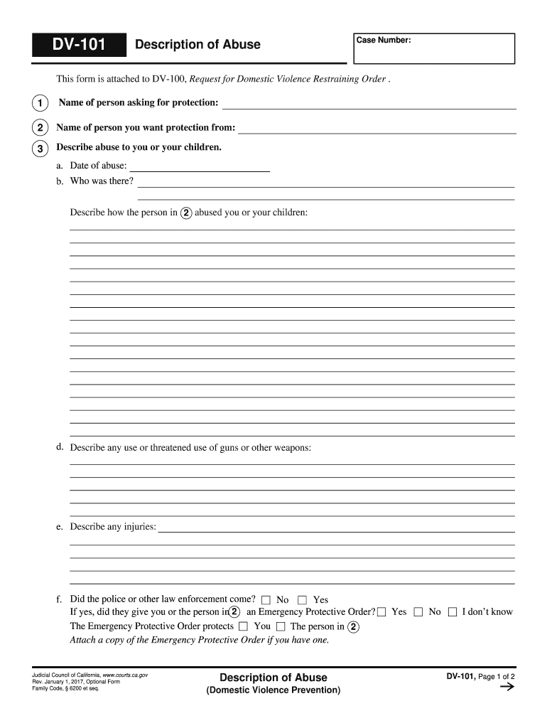  Dv 101 Description of Abuse Form 2012