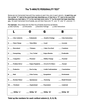 Animal Personality Test Form - Fill Out and Sign Printable PDF Template |  signNow