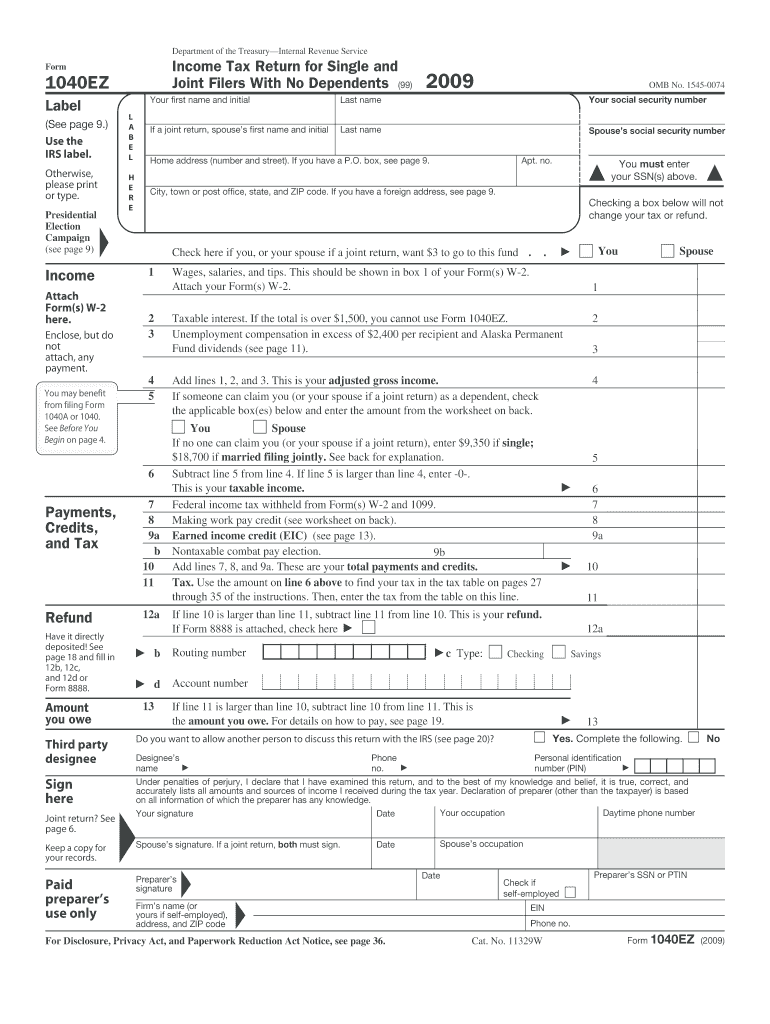 1040ez Tax Form Fill Out And Sign Printable Pdf Template Airslate