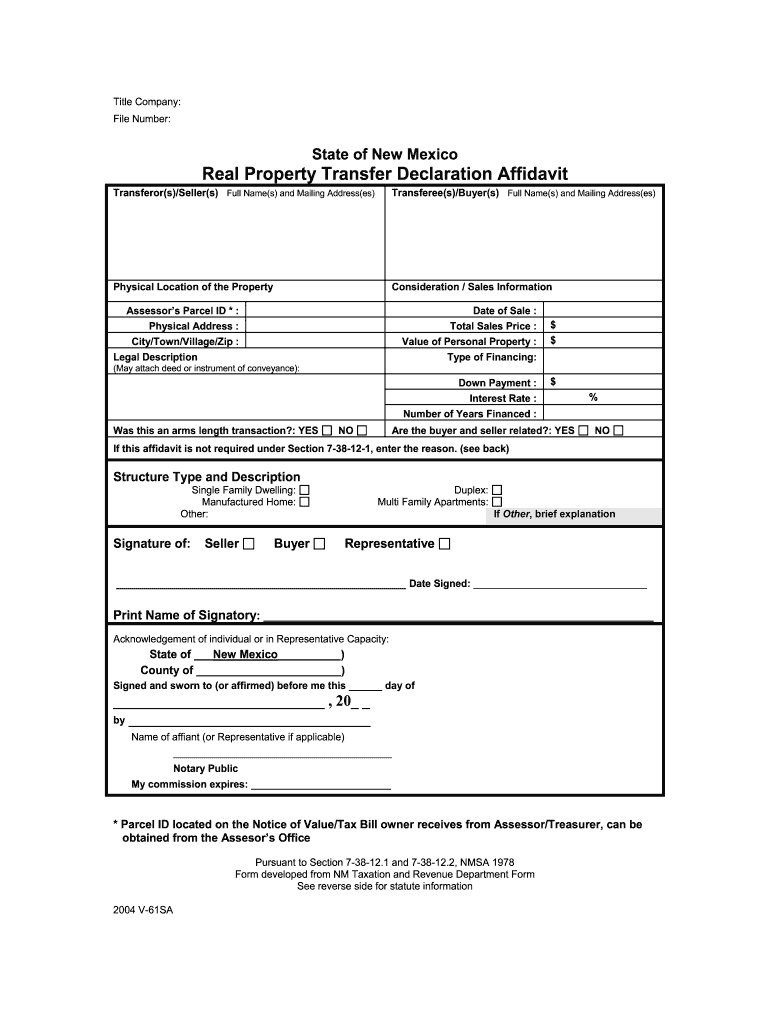 New Mexico Property Transfer  Form